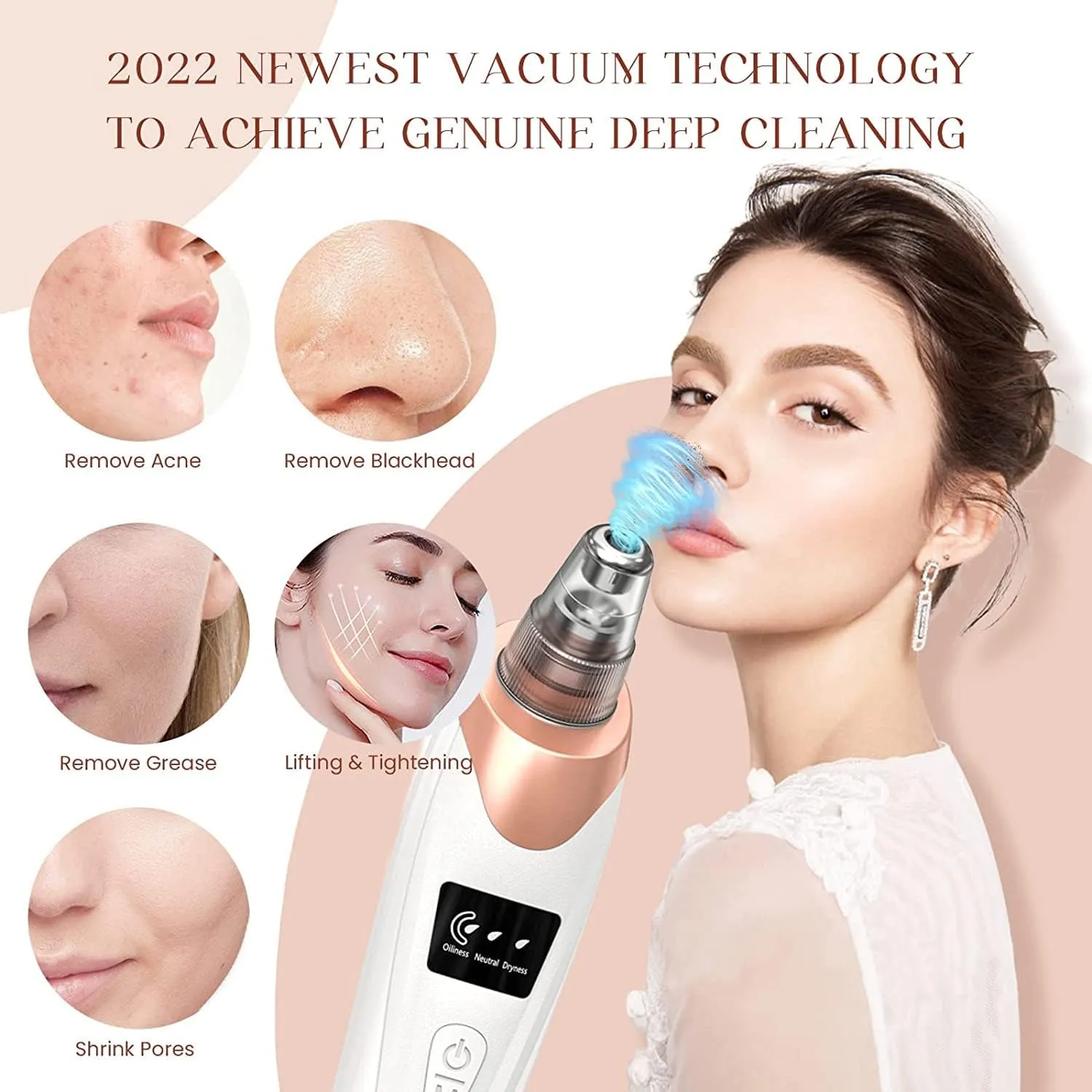 Blackhead Remover Pore Vacuum,Upgraded Facial Pore Cleaner-5 Suction Power,5 Probes,USB Rechargeable Blackhead Vacuum Kit Electric Acne Extractor Tool for Women & Men