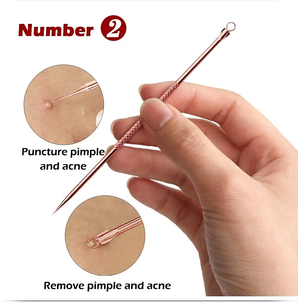 Blackhead Remover/Pimple Comedone Extractor | Pointed Tip/Squeezing Loop - Rose  Gold