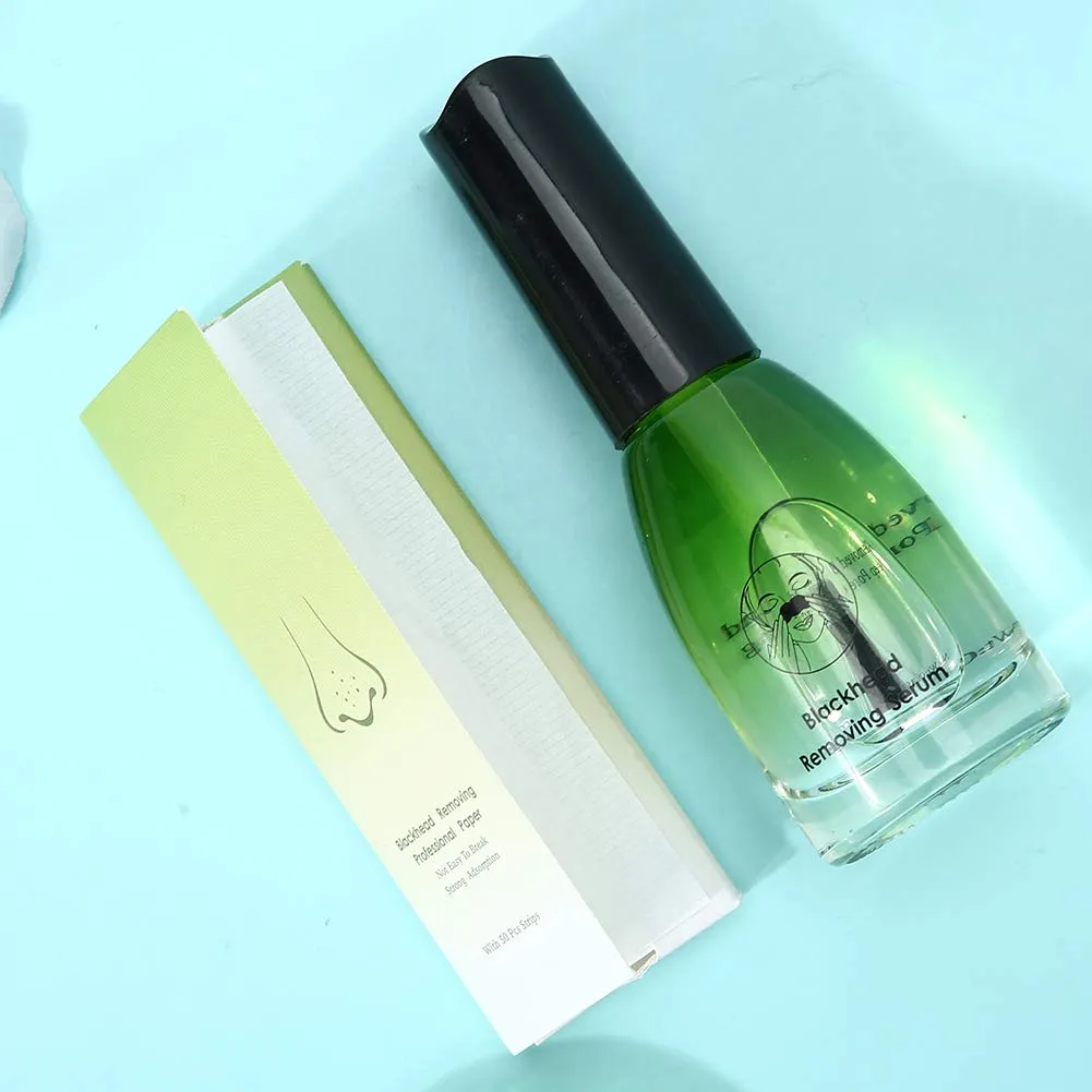 Blackhead Removing Serum, Purify Pores Blackhead Export Liquid with Blackhead Removing Paper,Deep Pore Cleaning Tool Face Skin Care 11g