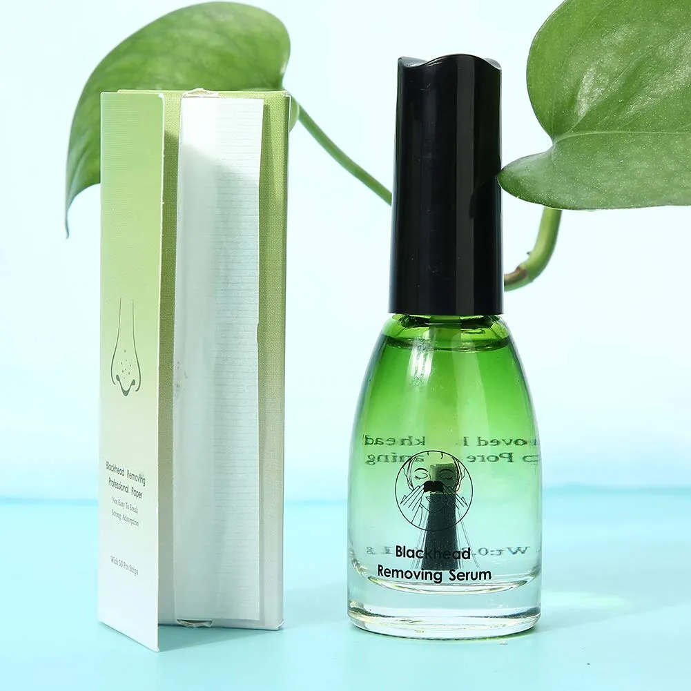 Blackhead Removing Serum, Purify Pores Blackhead Export Liquid with Blackhead Removing Paper,Deep Pore Cleaning Tool Face Skin Care 11g