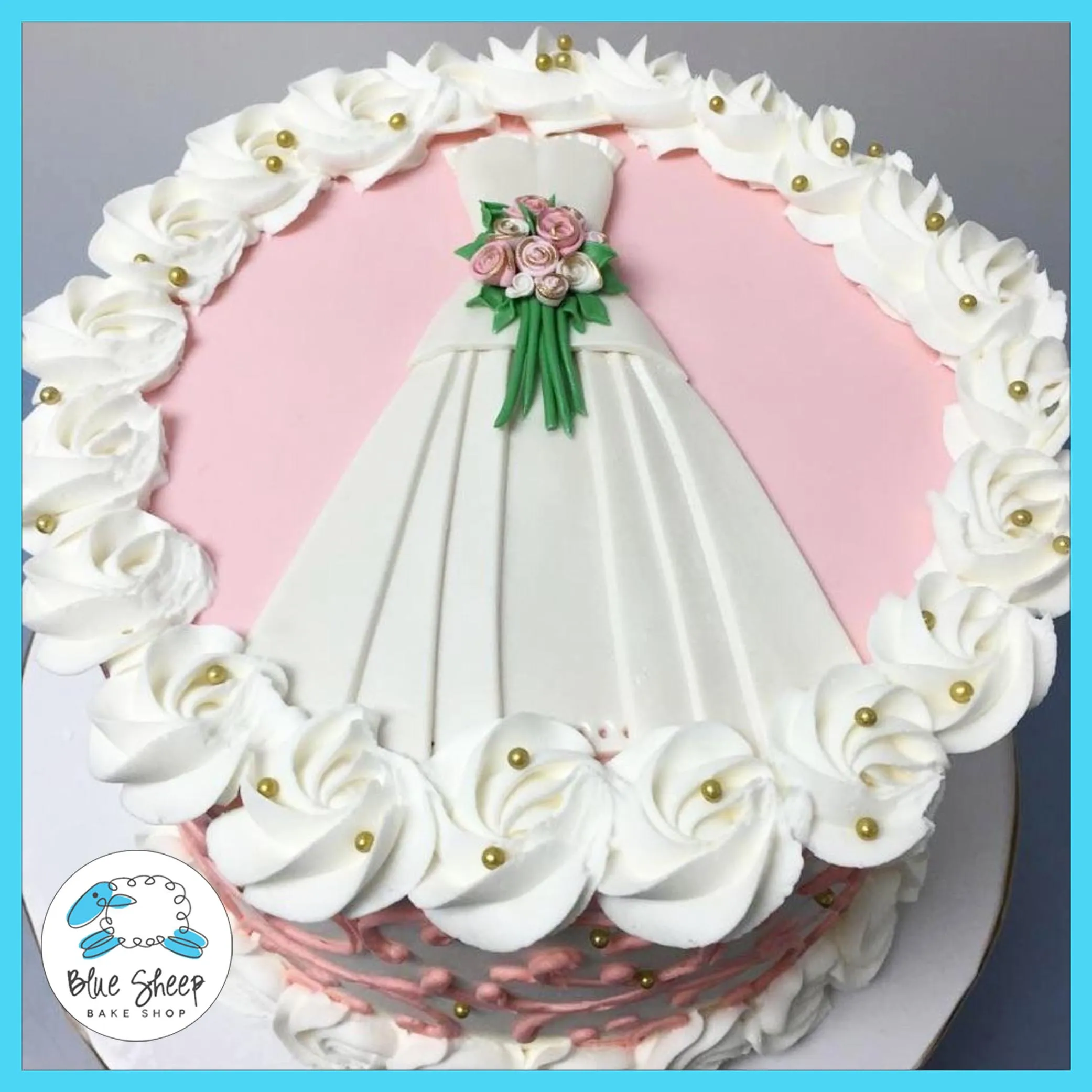 Blush Wedding Gown Bridal Shower Cake