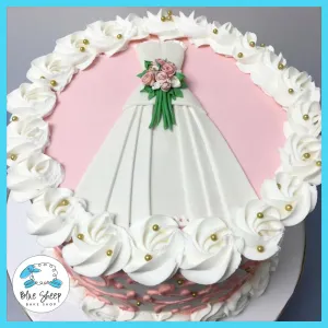 Blush Wedding Gown Bridal Shower Cake