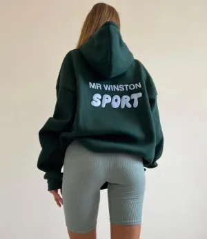Bottle Green Puff Hooded Sweat