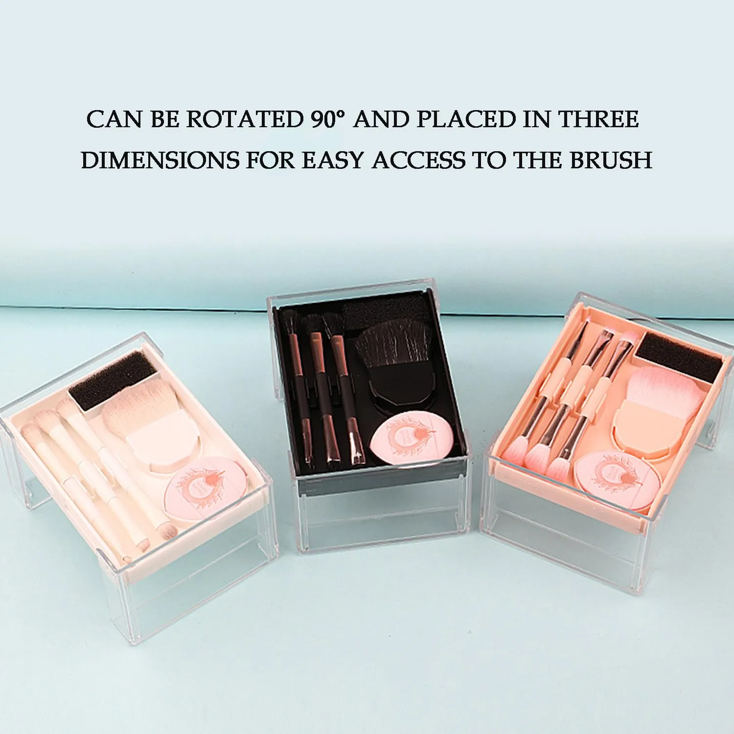 Brush Set Portable 6-piece Storage Box Mini Eye Shadow Brush Loose Powder Brush Powder Puff Professional Face & Eye Makeup Kit (White)