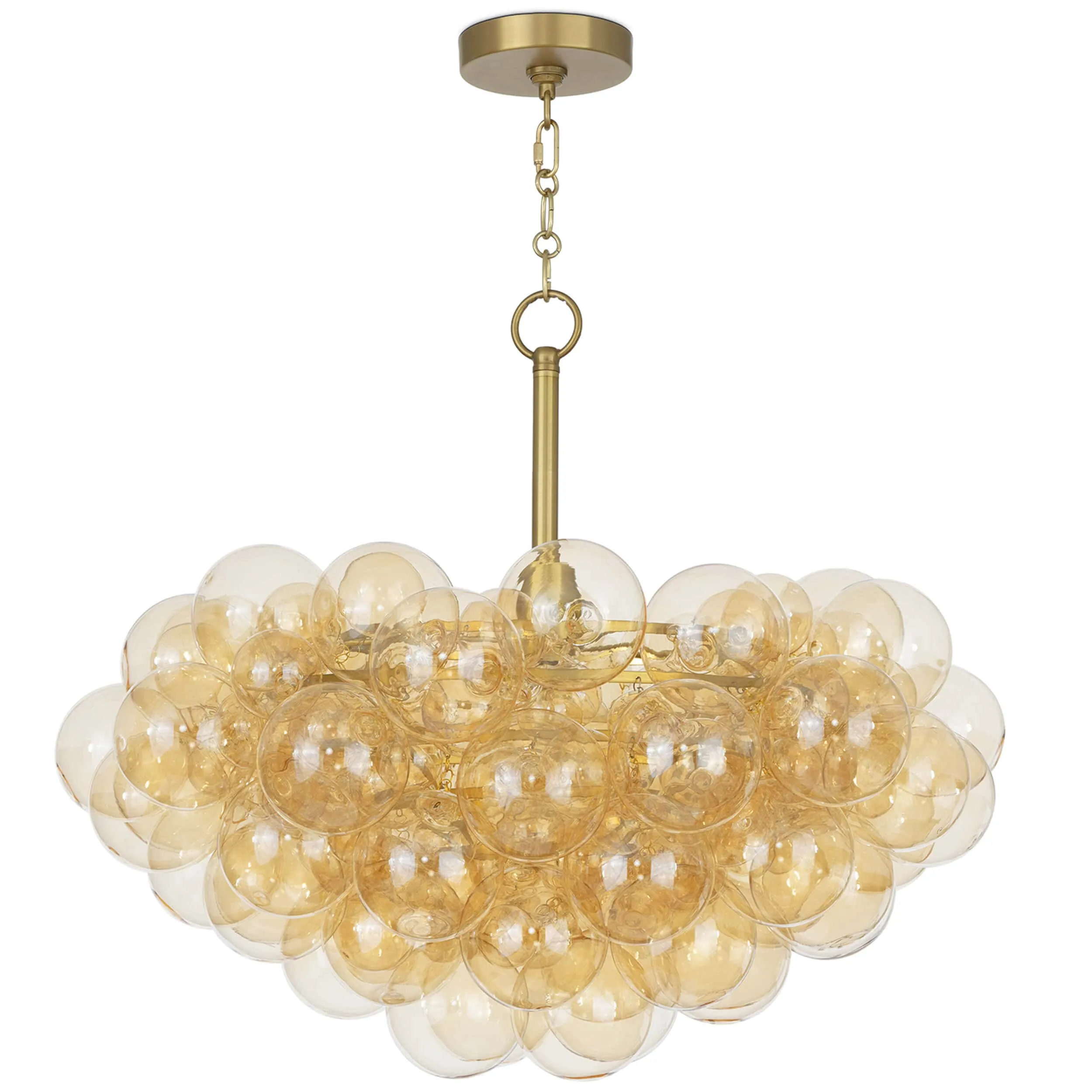 Bubbles Chandelier, Amber/Natural Brass