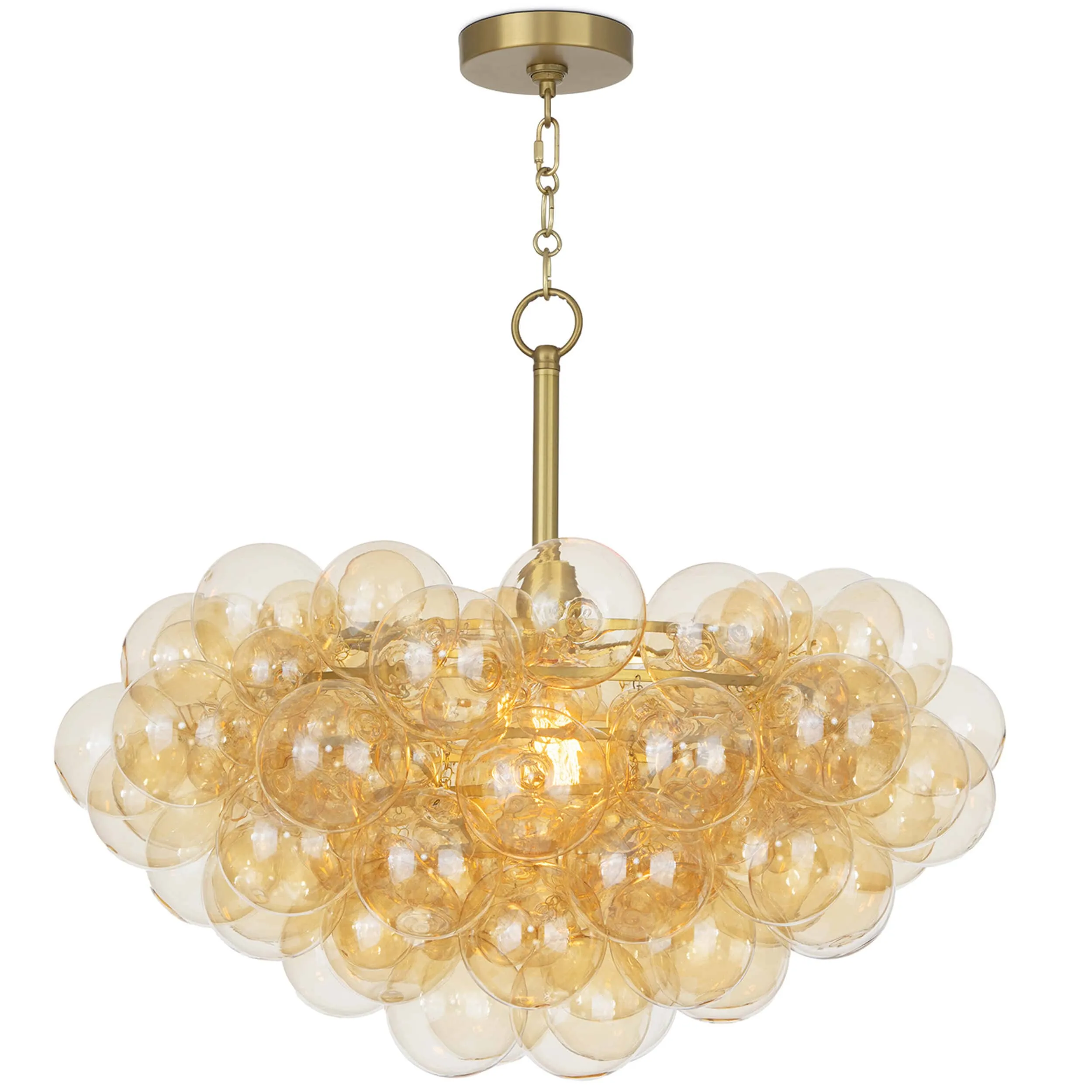 Bubbles Chandelier, Amber/Natural Brass