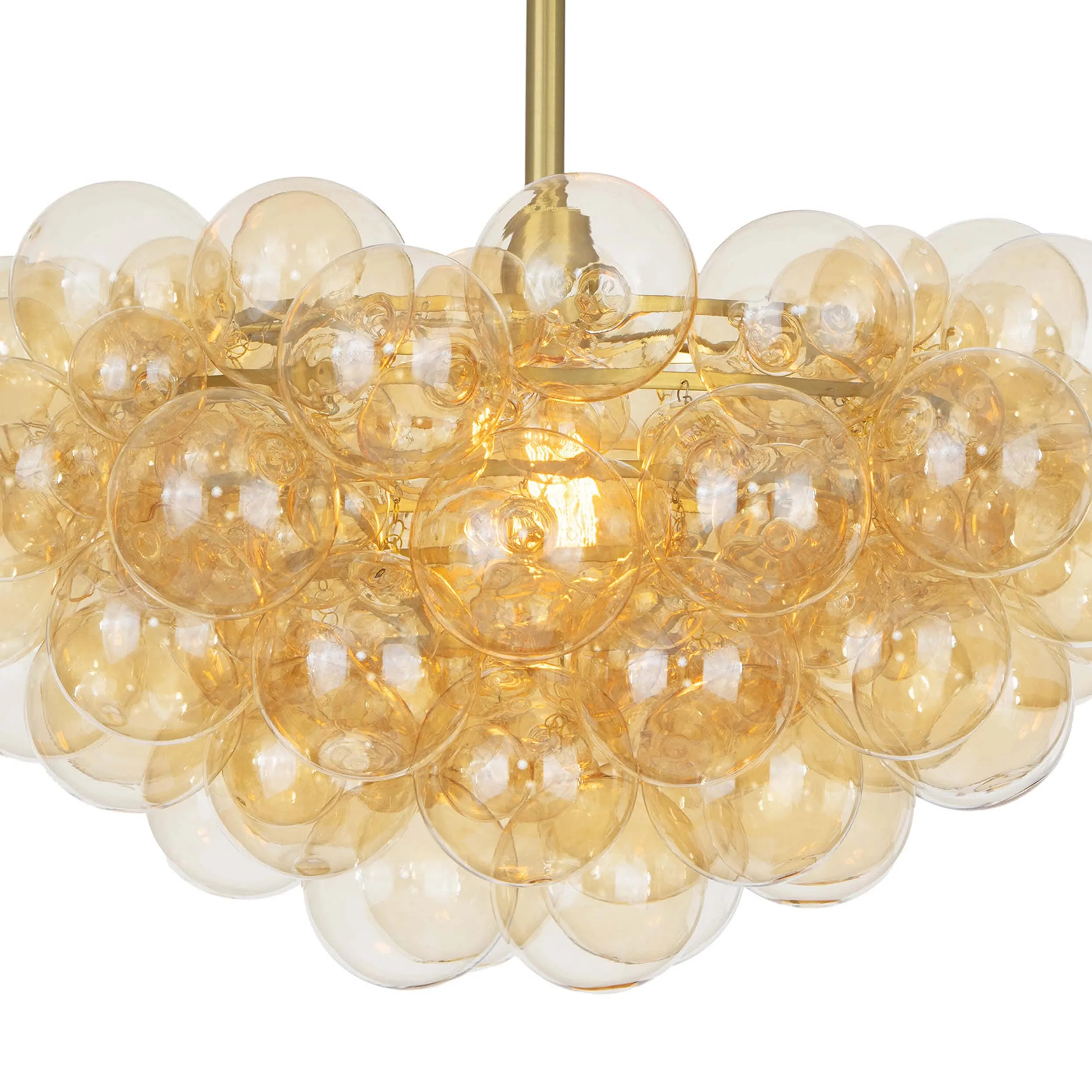 Bubbles Chandelier, Amber/Natural Brass