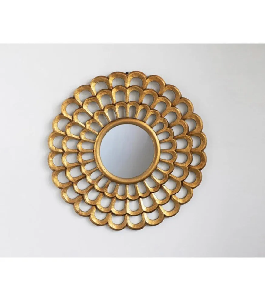 Carved Wood Scalloped Mirror