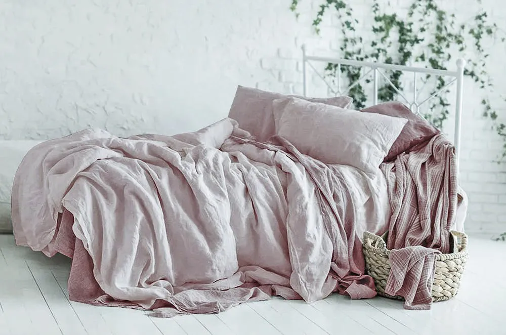 CHAMPAGNE BLUSH LINEN BEDDING SET