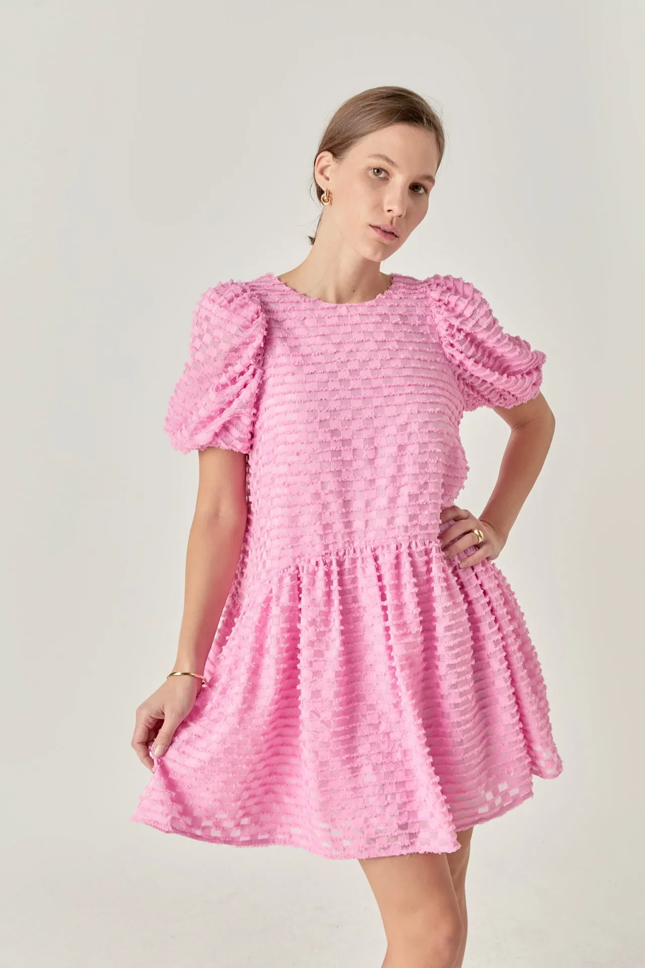 Check Baby Doll Mini Dress