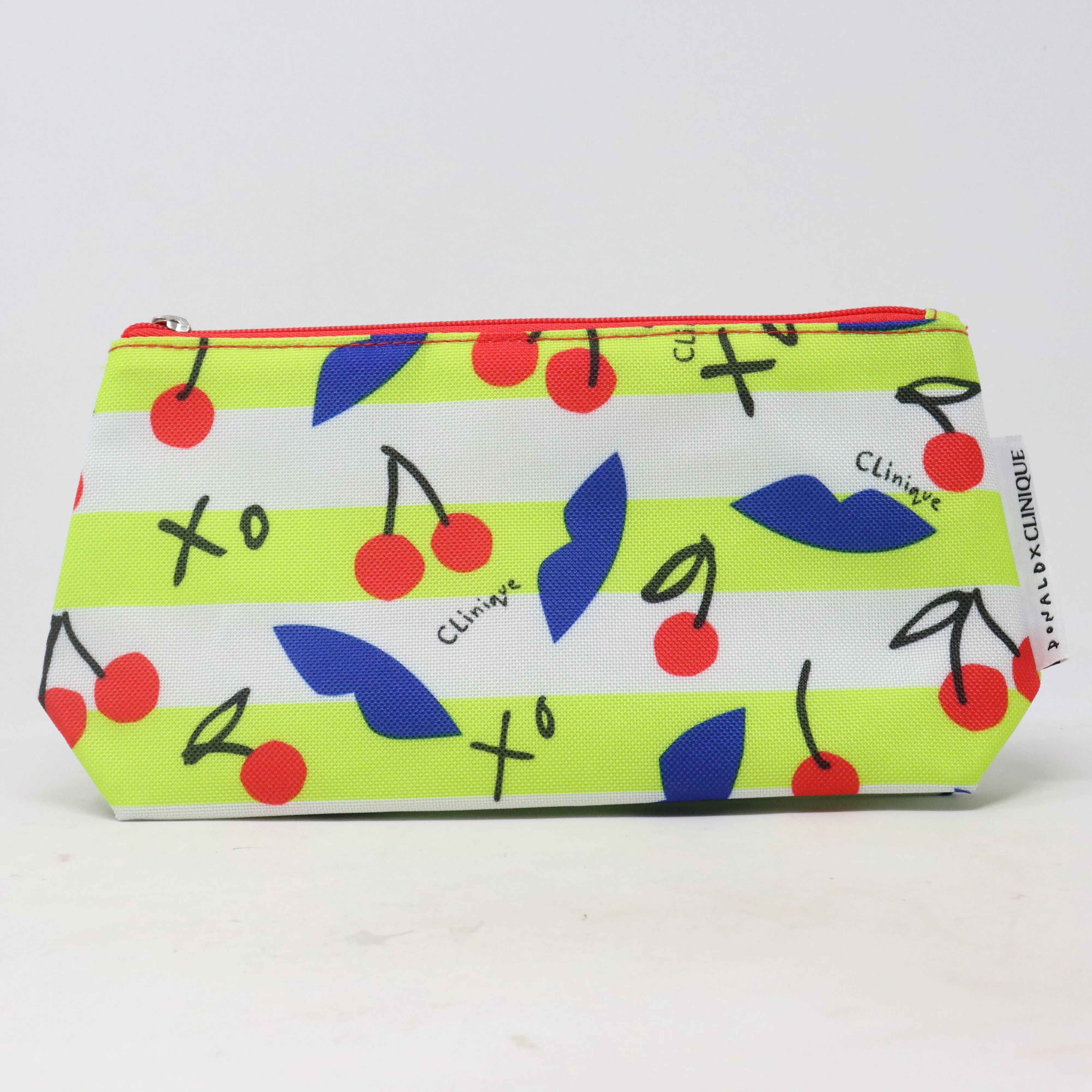 Clinique X Donald Neon Cherry Print Cosmetic Bag  / New