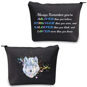 CMNIM Wolf Gifts Makeup Cosmetic Bag Gifts for Wolf Lovers Inspirational Wolf Zipper Pouch Travel Bag Toiletry Cases Organizer (Wolf Gifts Makeup Bag)