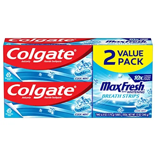 Colgate Baking Soda and Peroxide Toothpaste, Whitening Baking Soda Toothpaste, Brisk Mint Flavor, Whitens Teeth, Fights Cavities and Removes Surface Stains for Whiter Teeth, 2.5 Oz Tube, 6 Pack