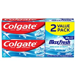 Colgate Baking Soda and Peroxide Toothpaste, Whitening Baking Soda Toothpaste, Brisk Mint Flavor, Whitens Teeth, Fights Cavities and Removes Surface Stains for Whiter Teeth, 2.5 Oz Tube, 6 Pack