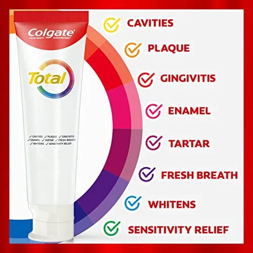 Colgate Total Whitening Toothpaste, Freshens Breath, Whitens Teeth and Provides Sensitivity Relief, Mint Flavor, 24 Pack
