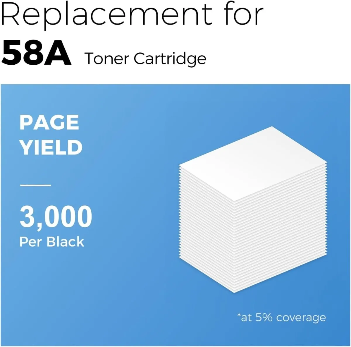 Compatible 58A CF258A Toner Cartridge Black 2 Pack (with Chip, High Yield)