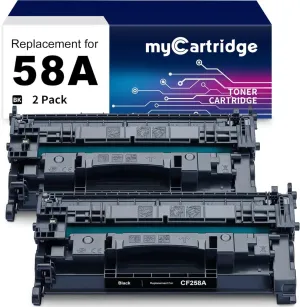Compatible 58A CF258A Toner Cartridge Black 2 Pack (with Chip, High Yield)