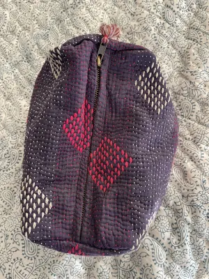 Cosmetic Bag Vintage Kantha - Dark Mist
