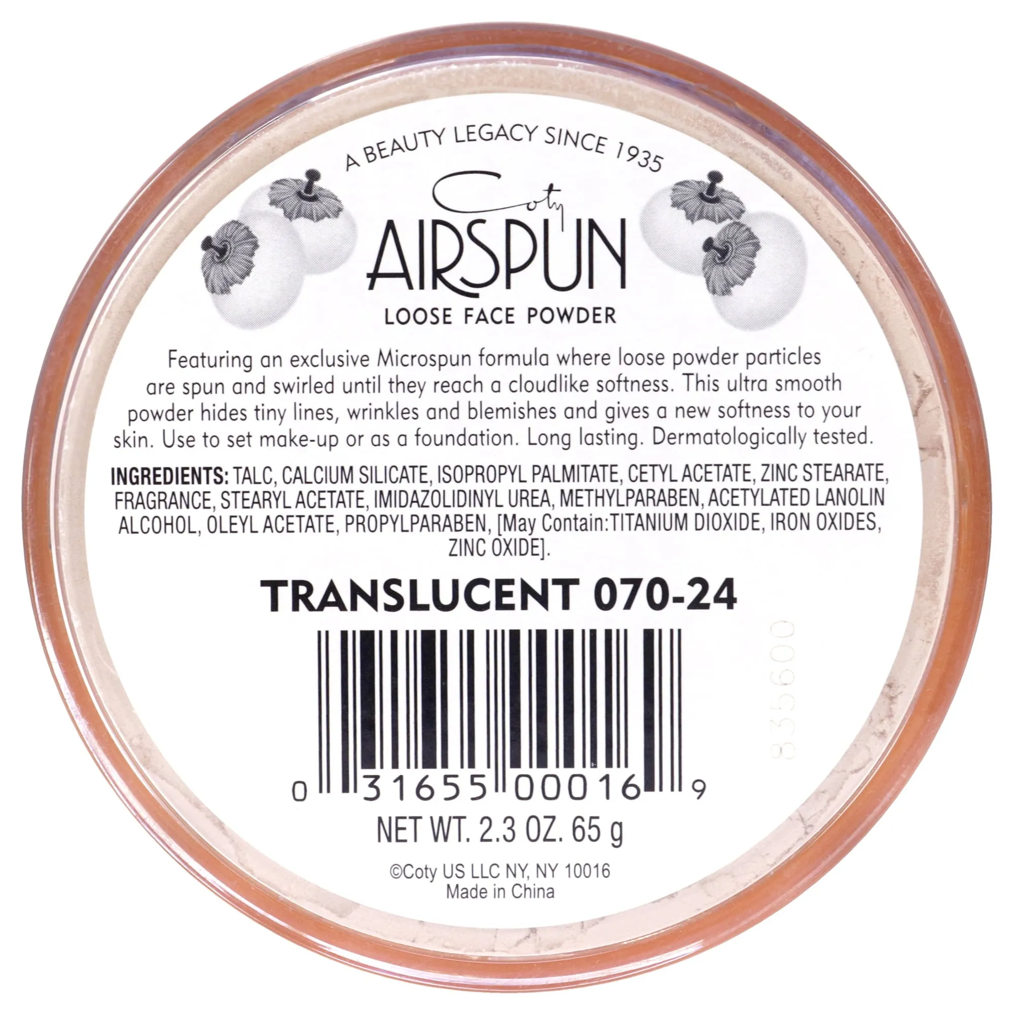 Coty Airspun Loose Face Powder - 024 Translucent , 2.3 oz Powder