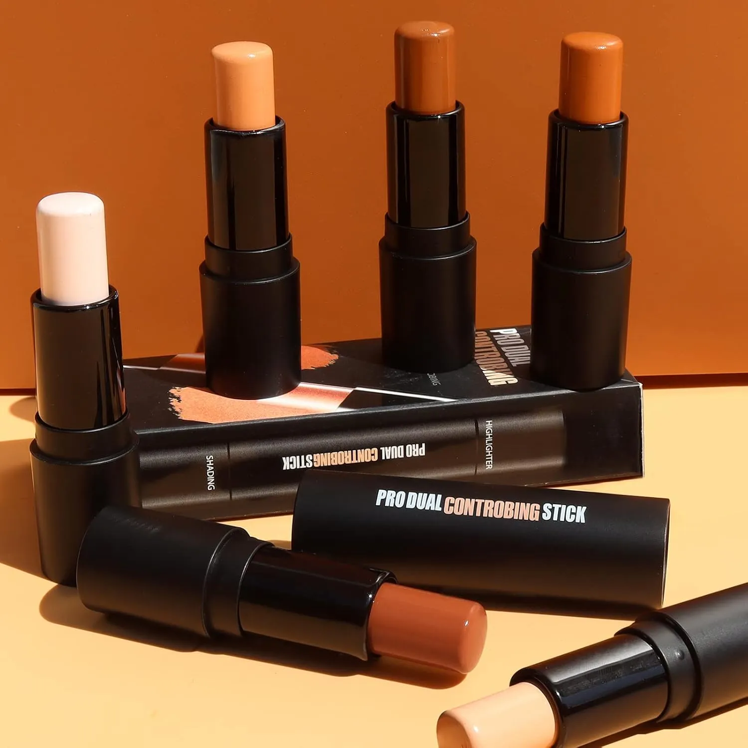 Cream Contour Stick Makeup Highlighter Stick Concealer Stick with Double Ended Design Cream Bronzer Stick Long Lasting Professional Makeup Contour, Shaping 3D Face Effect (#03)
