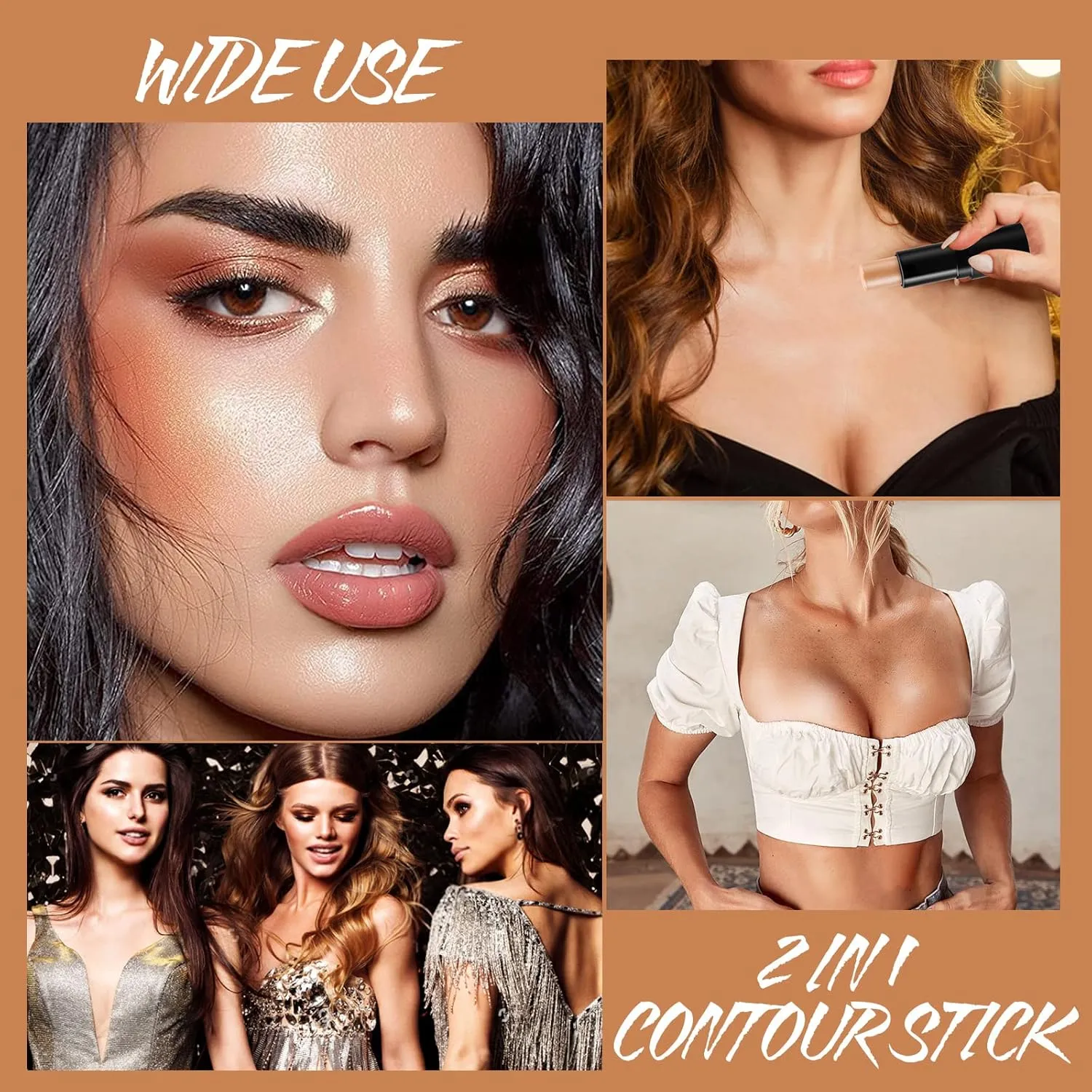 Cream Contour Stick Makeup Highlighter Stick Concealer Stick with Double Ended Design Cream Bronzer Stick Long Lasting Professional Makeup Contour, Shaping 3D Face Effect (#03)