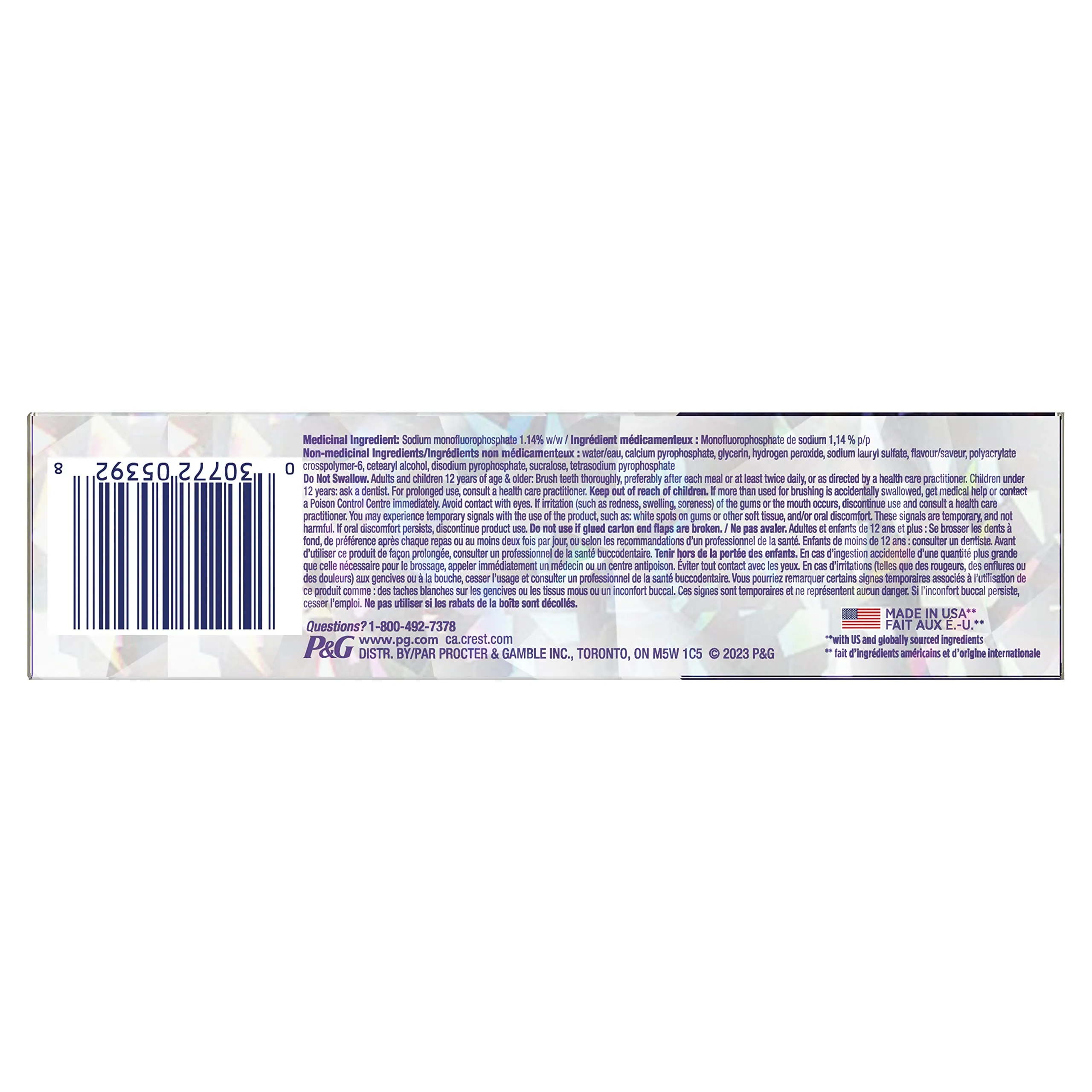 Crest 3D White Toothpaste, Professional Ultra White, 75 mL