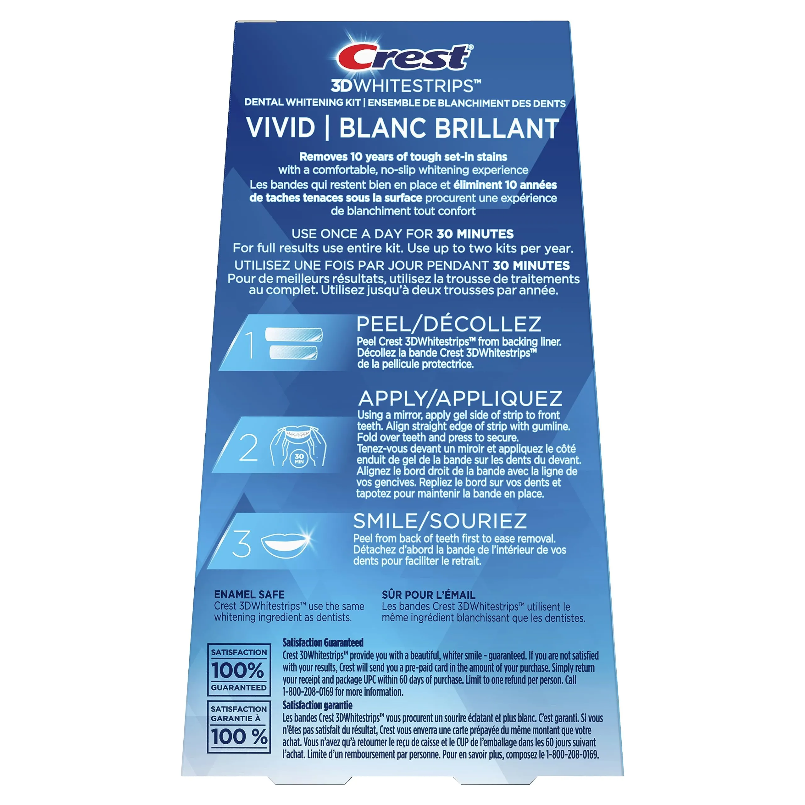 Crest 3DWhitestrips Classic Vivid At-home Teeth Whitening Kit, 10 Treatments, 6 Levels Whiter, Pack of 2