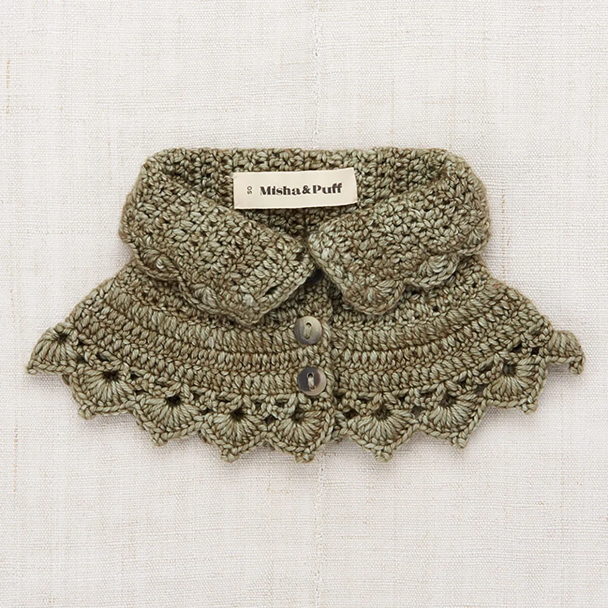 Crochet Button Collar in Seal Gray by Misha & Puff