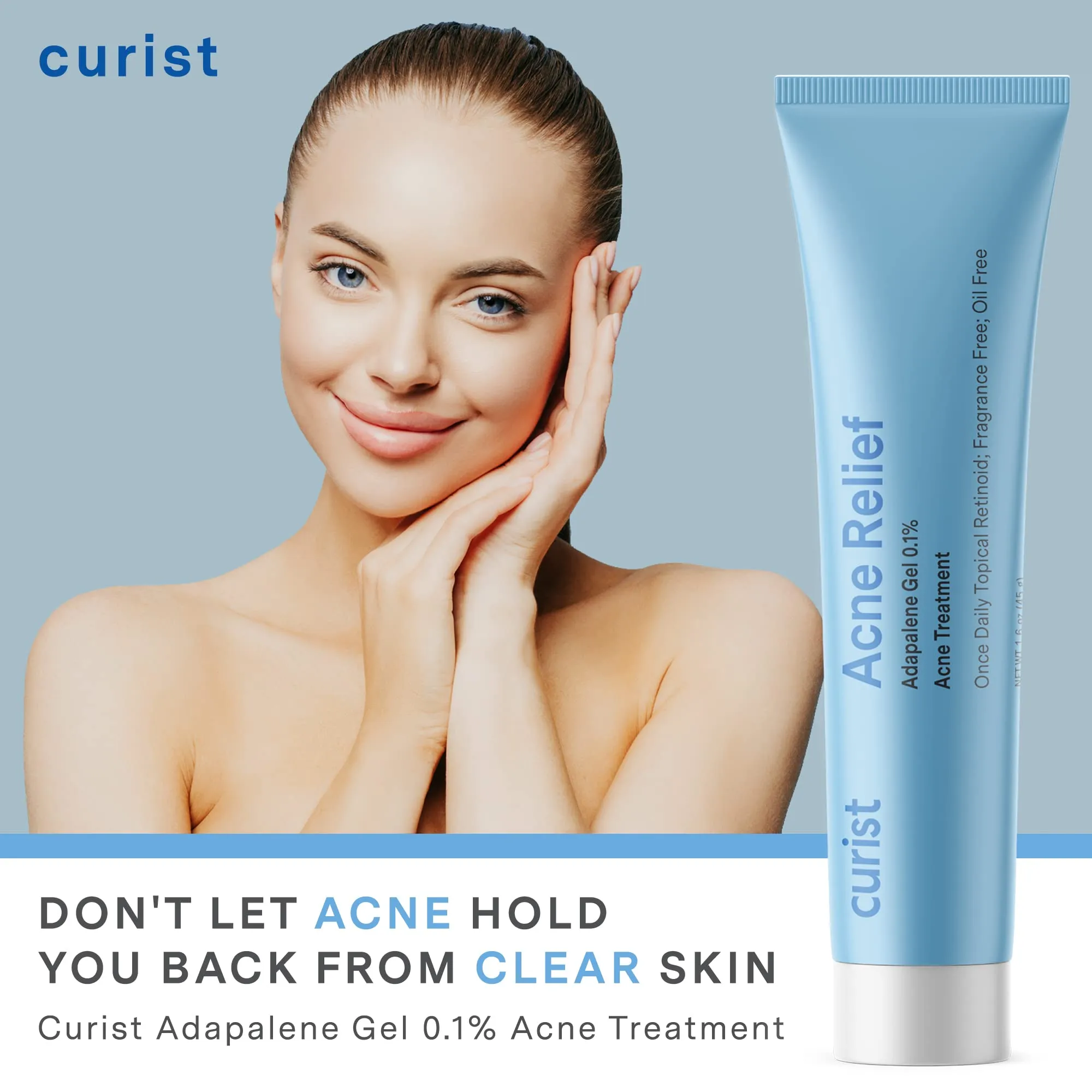 Curist Adapalene 0.1% Acne Gel Topical Retinoid Acne Medicine - Prevent Acne, Whiteheads, Blackheads, & Clogged Pores - Adapalene Retinoid Acne Treatment For Face (2 Pack)