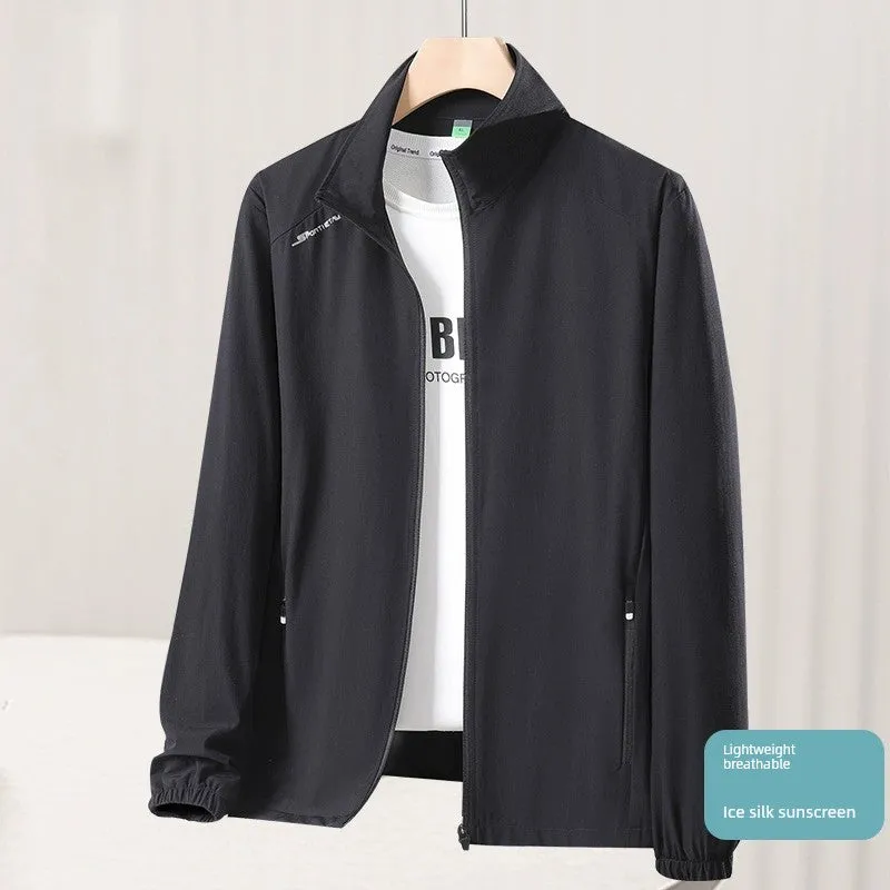Dad Middle-Aged and Elderly Ice Silk Quick-Drying Clothes Single Layer Summer Clothes