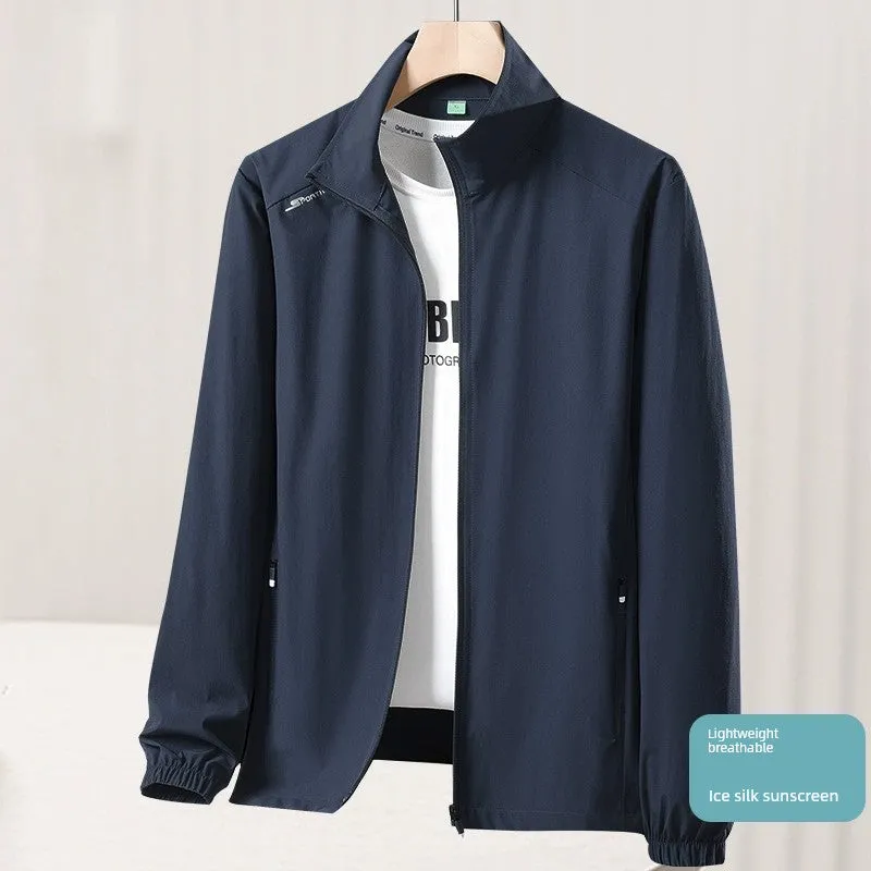 Dad Middle-Aged and Elderly Ice Silk Quick-Drying Clothes Single Layer Summer Clothes