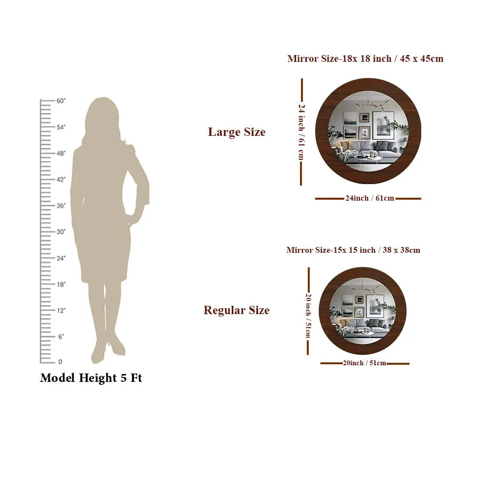 Decorative Round Shape Wooden Wall Mirror