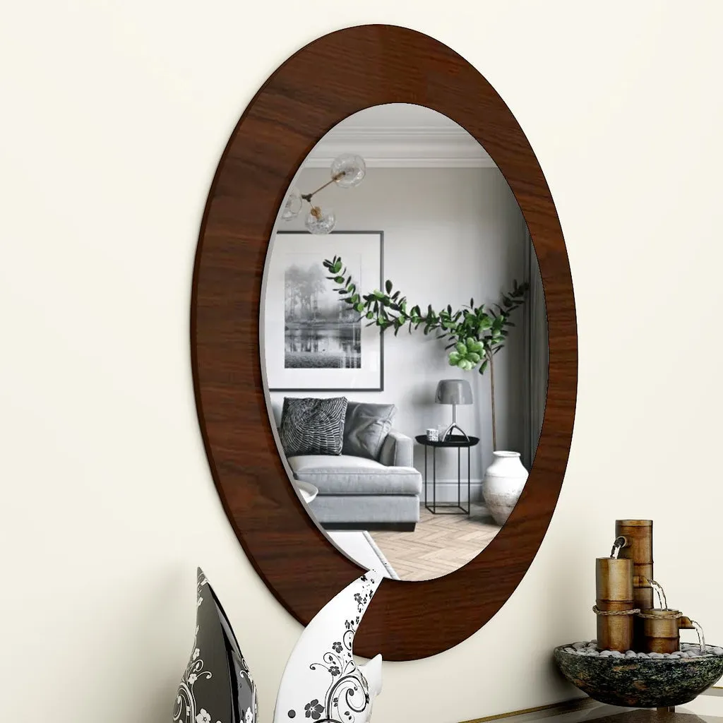 Decorative Round Shape Wooden Wall Mirror