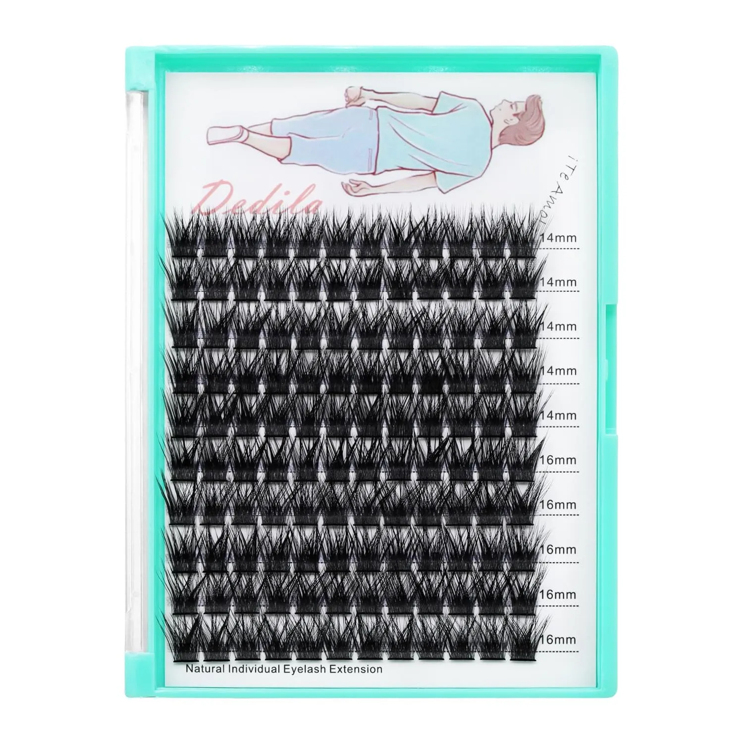 Dedila Large Tray-Grafted Wide Stem Individual False Eyelashes Thick Base 120 Clusters D Curl Natural Long Volume Eye Lashes Extensions Dramatic Look 8-20mm Available (L Curl-14-16mm Kit)