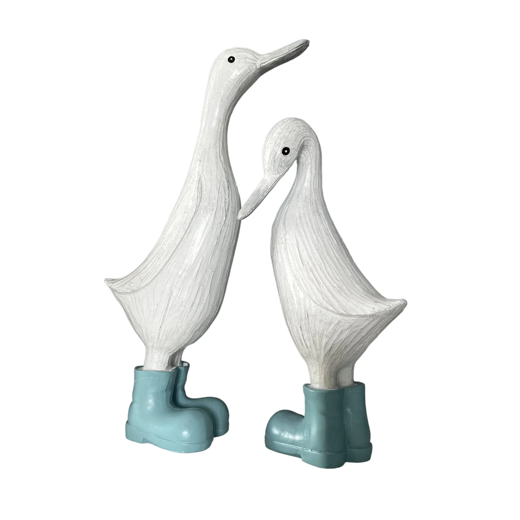 Denny & Deanna Duck White Ornaments in Blue Wellies