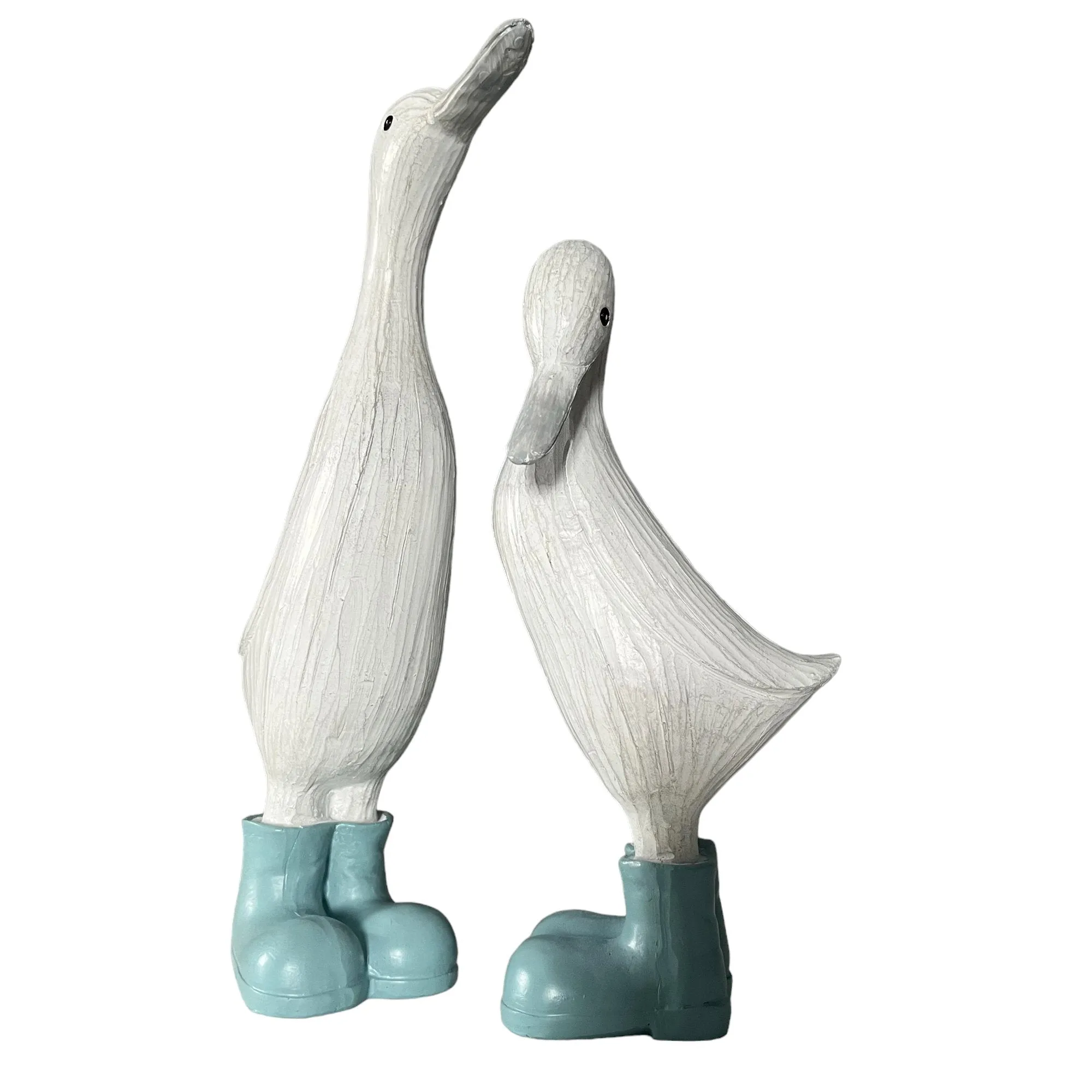 Denny & Deanna Duck White Ornaments in Blue Wellies