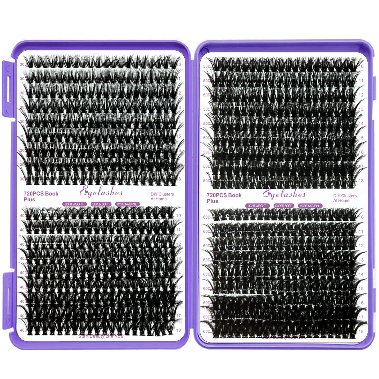 DIY Lash Extension Kit 780 Pcs D Curl Individual Lash Clusters Eyelashes Extension Set with Mirror Lash Storage Box Lash Bond&Seal Glue Remover Tweezers Lash Brush Applicator