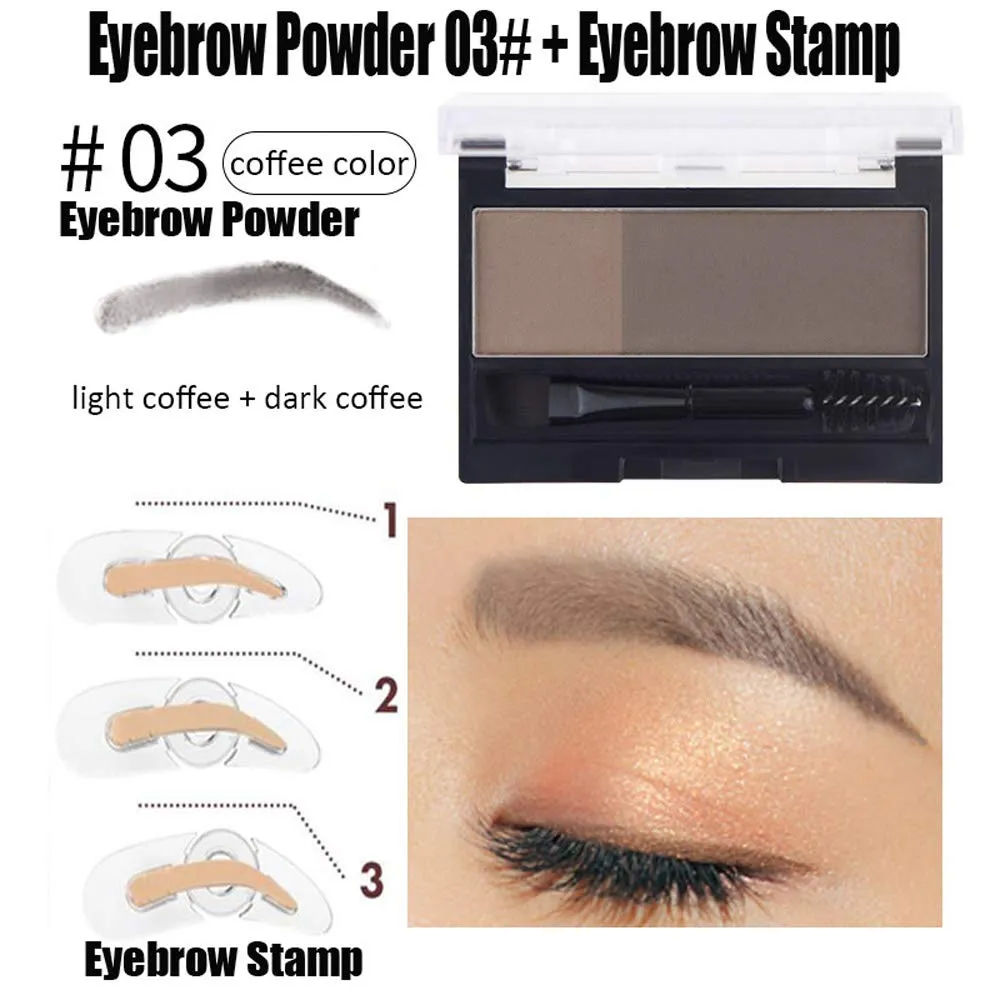 DNM Adjustable Perfect Eyebrow Stamp Waterproof and 3D Eyebrow Powder Set with Eyebrow Brush ,Eye Brow Stamp Kit Eyebrow Stamper Set Waterproof Instant Eyebrow Stamp(Light Coffee Dark Coffee)