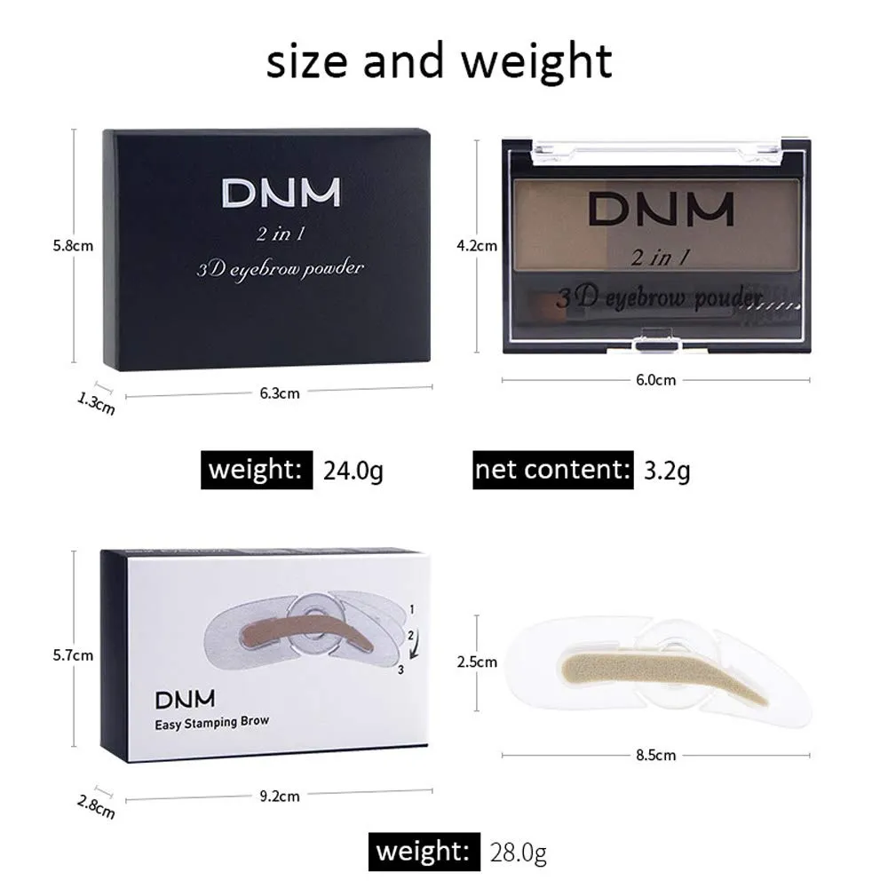 DNM Adjustable Perfect Eyebrow Stamp Waterproof and 3D Eyebrow Powder Set with Eyebrow Brush ,Eye Brow Stamp Kit Eyebrow Stamper Set Waterproof Instant Eyebrow Stamp(Light Coffee Dark Coffee)