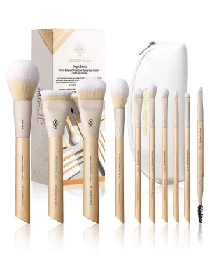 EIGSHOW Makeup Brushes Set, 10PCS Professional Makeup Brushes Kit with Corn Silk Fiber Vegan Brushes for Foundation Powder Concealers Eye Shadows Liquid Kabuki Brushes