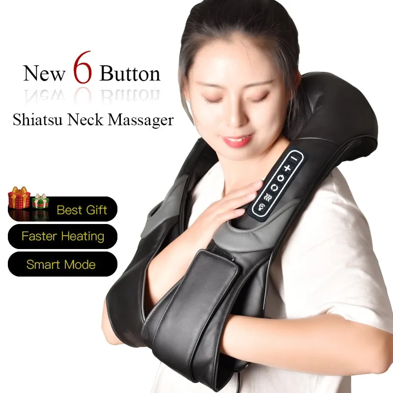 Electric Neck Roller Massager for Back Pain Shiatsu Infrared lamp Massage Pillow  Gua Sha Products Body Health Care Relaxation