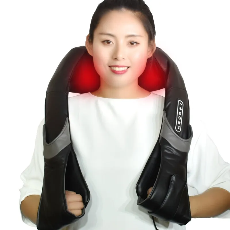 Electric Neck Roller Massager for Back Pain Shiatsu Infrared lamp Massage Pillow  Gua Sha Products Body Health Care Relaxation