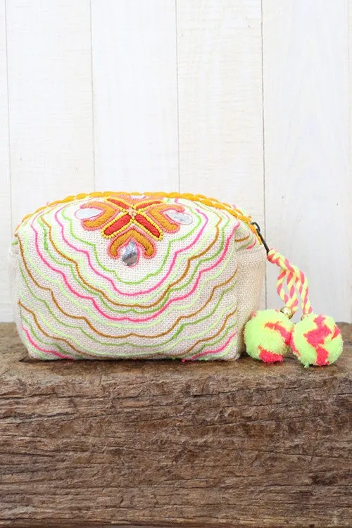 Embroidered Origami Makeup Bag
