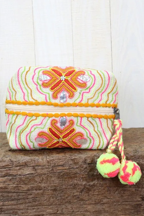 Embroidered Origami Makeup Bag
