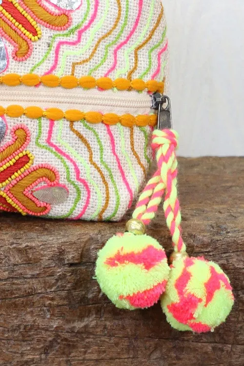Embroidered Origami Makeup Bag