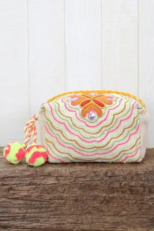 Embroidered Origami Makeup Bag