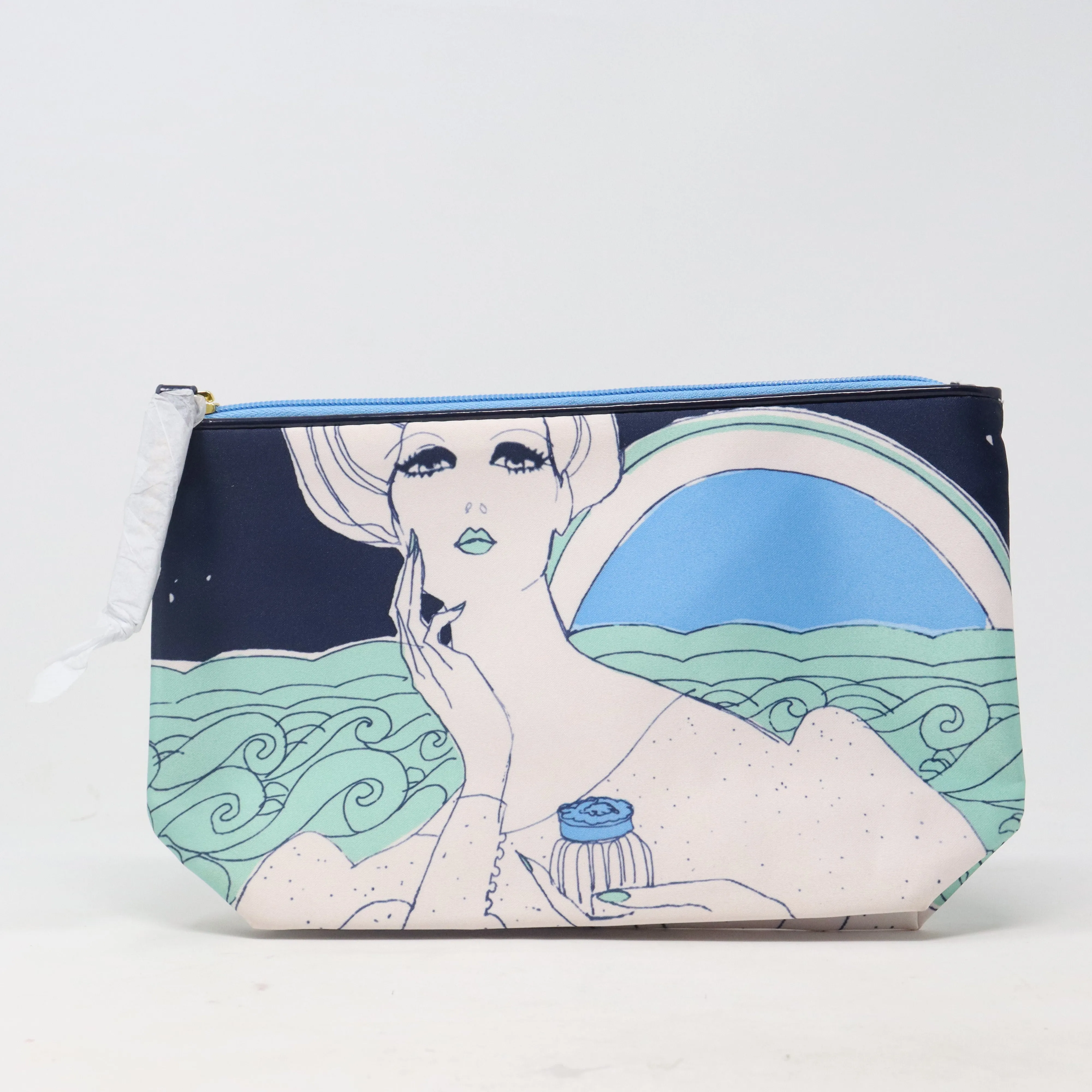 Estee Lauder Blue Woman Print Cosmetic Bag  / New