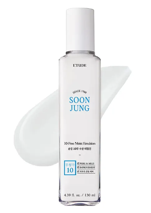 Etude Soon Jung 10-Free Moist Emulsion - Hypoallergenic Moisturizer for Sensitive Skin, 93% Natural