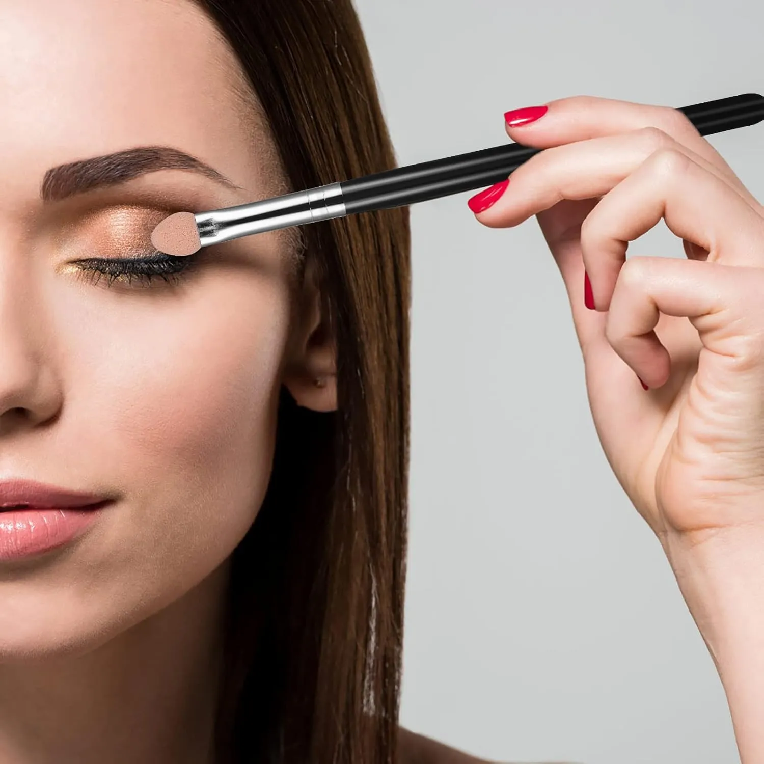 Eyeshadow Applicators Stick Sets Makeup Brushes for Women Sponge Double Sided Washable Reusable Professional Eye Shadow Makeup Applicator Tool for Girls (5pcs, Black)