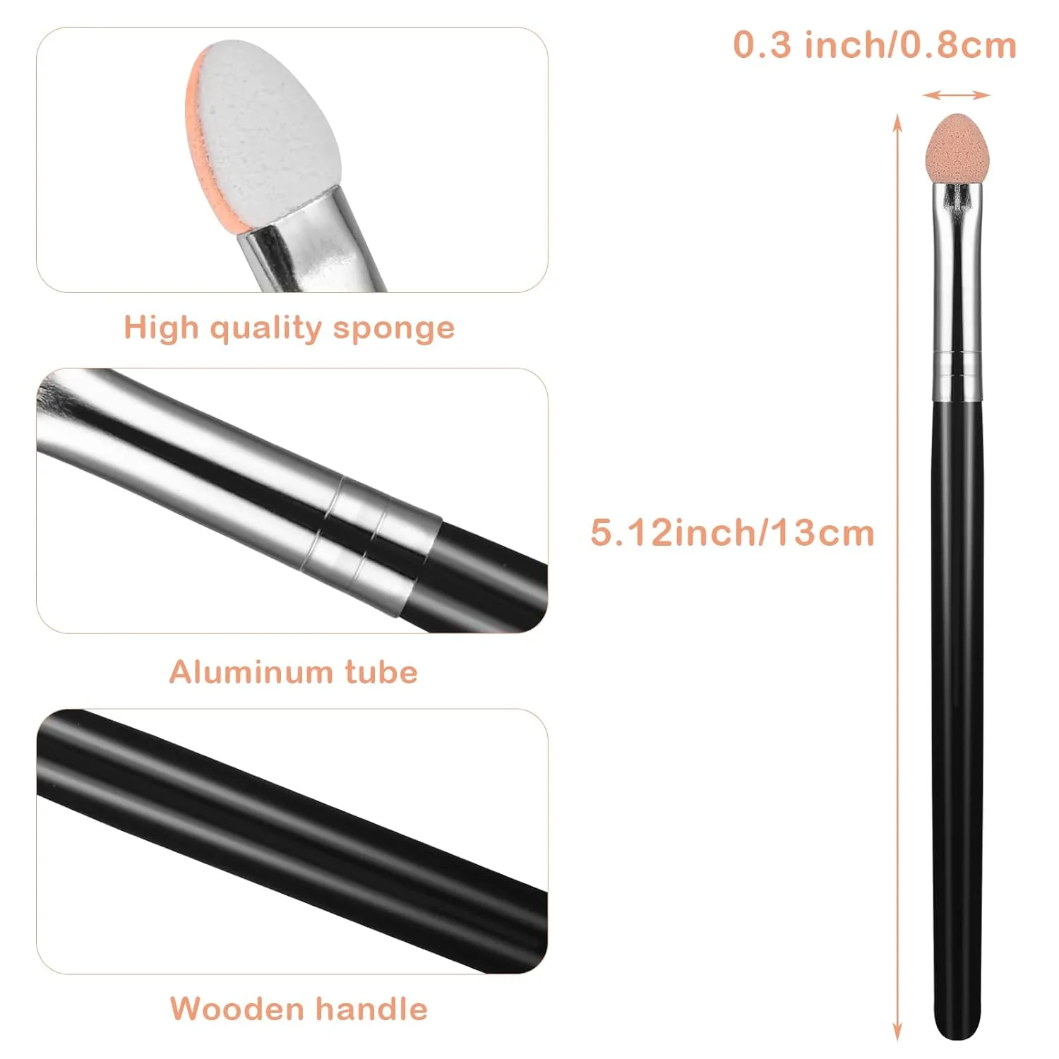 Eyeshadow Applicators Stick Sets Makeup Brushes for Women Sponge Double Sided Washable Reusable Professional Eye Shadow Makeup Applicator Tool for Girls (5pcs, Black)